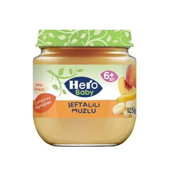 پوره ارگانیک مخلوط میوه ها موز و هلو هرو بیبی